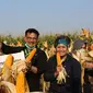Menteri Pertanian Syahrul Yasin Limpo (SYL) melakukan panen raya jagung di Kabupaten Kendal, Jawa Tengah, Sabtu (27/6).