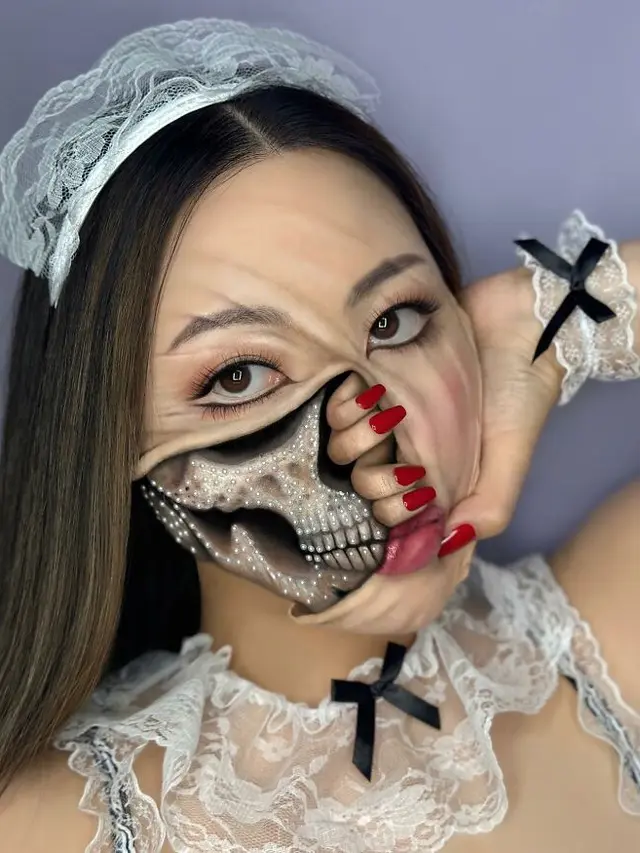 6 Potret Ilusi Rias Wajah Ini Bikin Merinding, Cocok Jadi Inspirasi Halloween