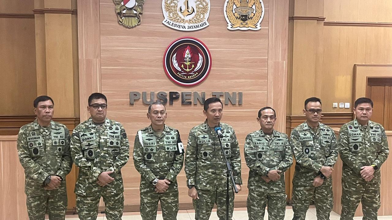 Konferensi Pers Kepala Pusat Penerangan TNI di Mabes TNI, Jakarta, Rabu (25/3/2026).