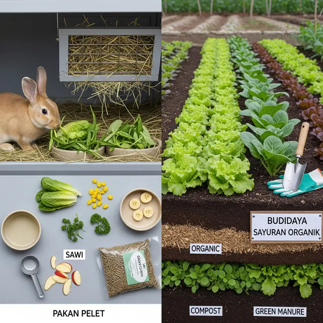 Cara Budidaya Kelinci dan Sayuran Organik di Pekarangan Rumah Sempit (Image by Gemini AI)