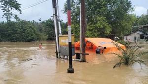 Banjir susulan merendam lima kecamatan di Aceh Timur setelah hujan dengan intensitas tinggi kembali mengguyur wilayah itu. (Liputan6.com/ Dok BPBD Aceh Timur)