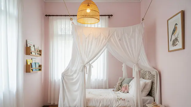 Desain Kamar Anak dengan Kelambu dan Sentuhan Lembut