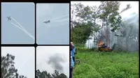 Pesawat tempur jatuh di kawasan Lanud Adisutjipto, Yogyakarta. (Istimewa)