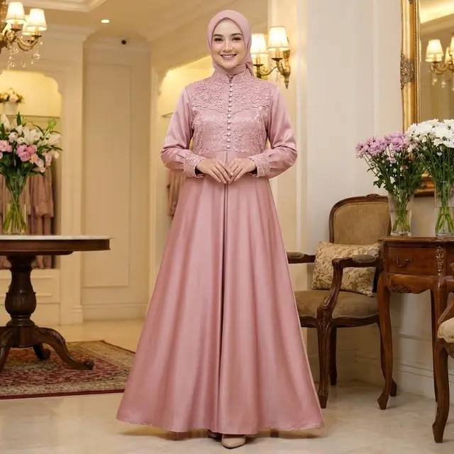 Gamis Kerah Tinggi (Sanghai) (Gemini AI)