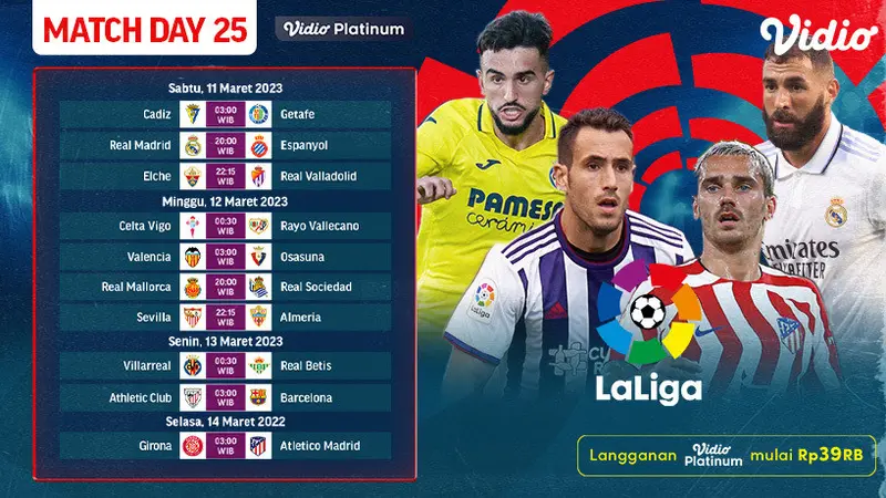 Jadwal Pertandingan La Liga Spanyol Matchday ke-25 Live Streaming Vidio : Cadiz Vs Getafe, Real Madrid Vs Espanyol