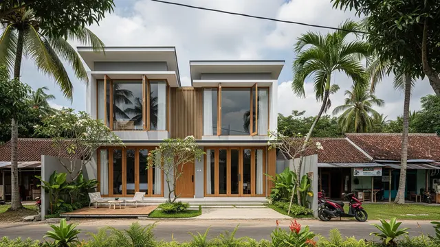 Model Rumah Minimalis Modern dengan Sentuhan Tropis Desain Bukaan Jendela dan Pintu Luas