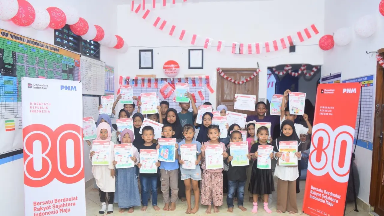 Permodalan Nasional Madani (PNM) untuk merayakan Hari Kemerdekaan Indonesia ke-80 di Agustus 2025,di wilayah Terdepan, Terluar dan Tertinggal (3T) dengan menggelar lomba pada anak-anak. (Istimewa)