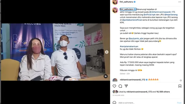 Unggahan Fitri Salhuteru soal Nikita Mirzani. (Foto: Dok. Instagram @fitri_salhuteru)