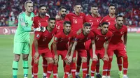Timnas Turki jelang menjamu Prancis di kualifikasi Piala Eropa di Buyuksehir Belediyesi Stadium, Konya, Turki (8/6/2019). ((AFP/Adem Altan)