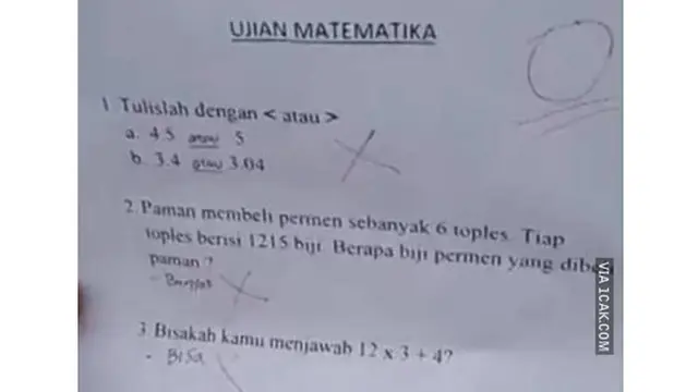 6 Jawaban Absurd Murid saat Ulangan Matematika Ini Bikin Tepuk Jidat