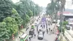 Suasana pawai api obor Asian Games yang diarak keliling kota Bogor sepanjang 10 kilometer, Selasa siang tampak semarak.