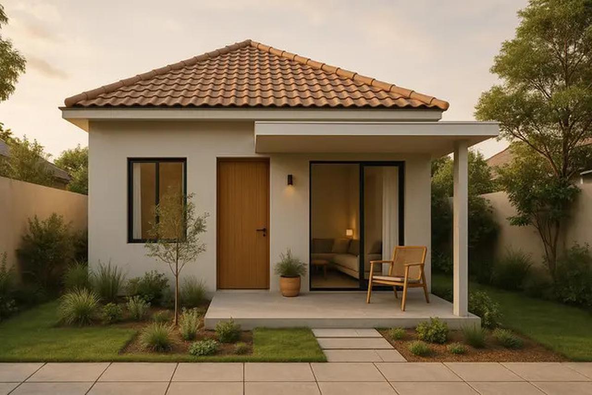 8 Inspirasi Desain Rumah Sederhana 6x8 Meter dengan Teras dan Taman Mini, Referensi Hunian Asri 2025