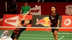 Ganda putra Indonesia, Andrei Adistia dan Hendra A Gunawan saat tampil melawan Mathew Fogarty/Seguin (USA) di Total BWF World Championships 2015 di Jakarta, Senin (10/8/2015). Andrei/Hendra unggul 21-18, 21-8. (Liputan6.com/Helmi Fithriansyah) 