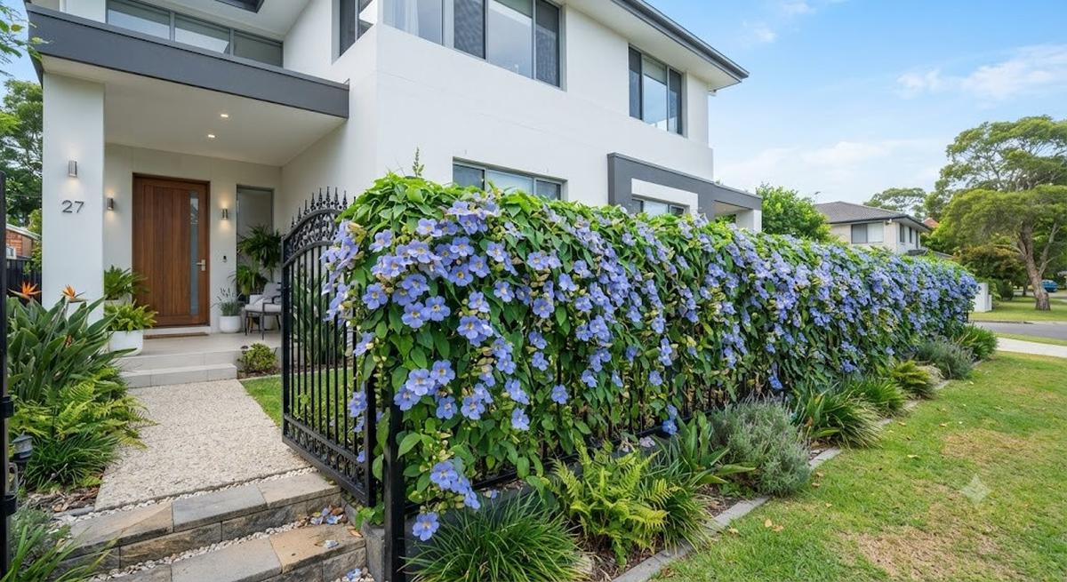 Thunbergia atau Bunga Terompet Biru (AI Generated)