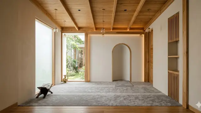 Mushola Kecil Minimalis dengan Aksen Kayu (Foto: Gemini AI)