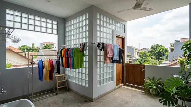 Desain Tembok Ruang Jemur dengan Roster Kaca (AI Generated)