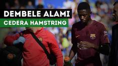 Ousmane Dembele mengalami cedera hamstring saat Barcelona bersua Getafe, Sabtu (16/9/2017)