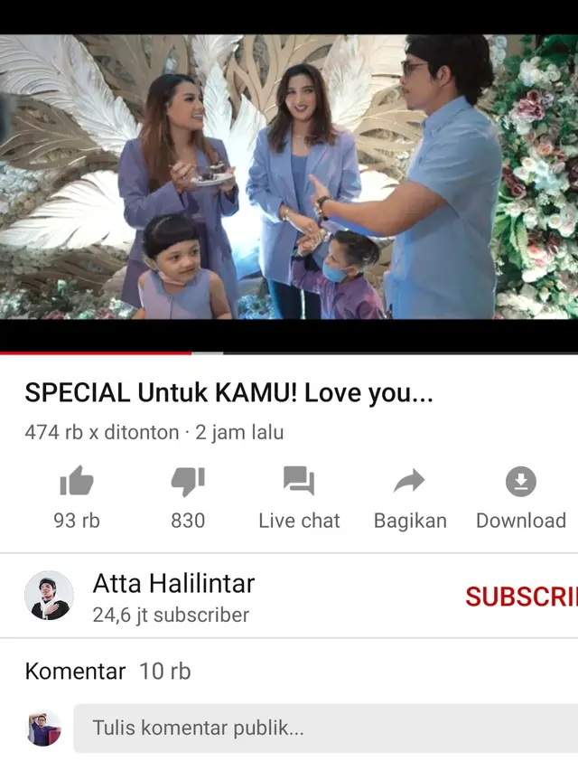Unggahan Atta Halilintar. (Foto: YouTube Atta Halilintar)