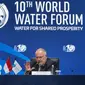 Presiden World Water Council (WWC) Lois Fachon dalam konferensi pers terkait World Water Forum ke-10 di Bali Nusa Dua Convention Center (BNDCC), Nusa Dua, Bali, Selasa (21/5/2024). (Liputan6/Benedikta Miranti)
