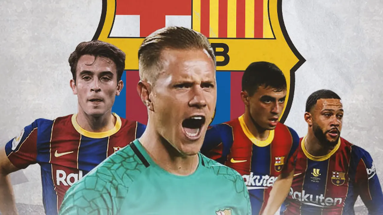 Barcelona - Eric Garcia, Marc-Andre ter Stegen, Pedri, Memphis Depay