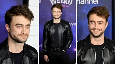 Foto kolase Daniel Radcliffe saat menghadiri pemutaran perdana film "Weird: The Al Yankovic Story" di Alamo Drafthouse Cinema Downtown Brooklyn di New York pada Selasa, 1 November 2022. (AFP Photo)