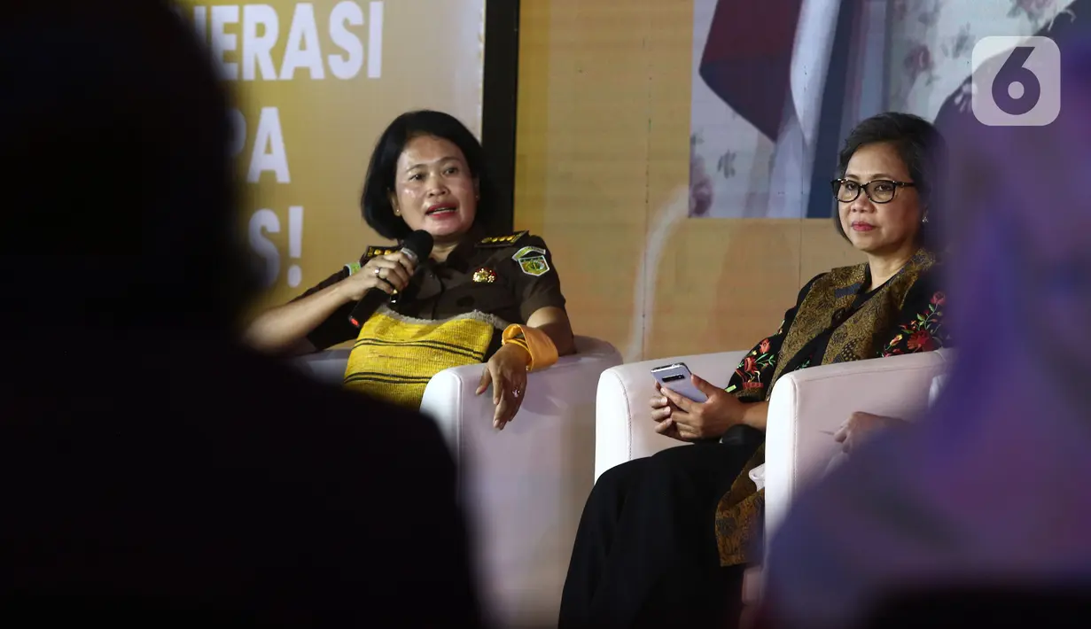 Talkshow bertujuan untuk mendorong pemangku kepentingan untuk menciptakan akses yang adil dan berkeadilan dalam hal hukum dan ekonomi bagi perempuan dan anak-anak. (Liputan6.com/Angga Yuniar)