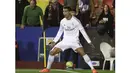Pemain Real Madrid, Cristiano Ronaldo merayakan golnya ke gawang Levante pada laga lanjutan La Liga Spanyol, di Stadion Ciutat de Valencia, Kamis (3/3/2016) dini hari WIB. (REUTERS/Heino Kalis)
