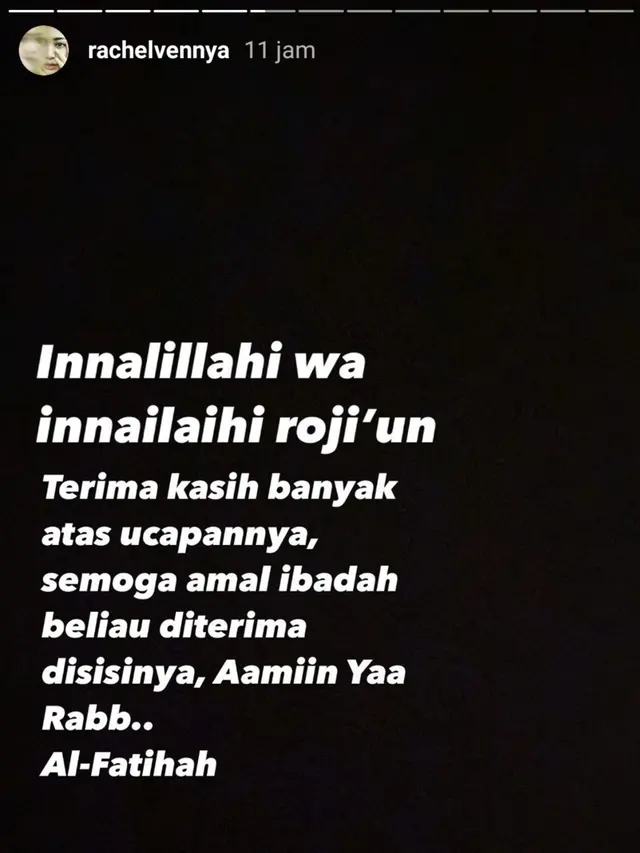 Unggahan Rachel Vennya. (Foto: Instagram @rachelvennya)