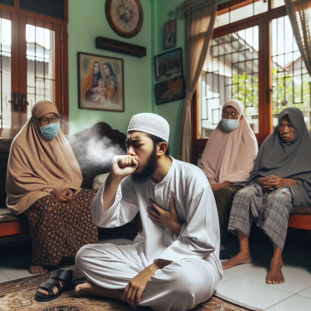 Ilustrasi Jamaah Haji Batuk