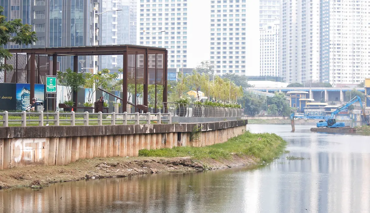 Waduk yang terletak di Kecamatan Tanah Abang, Jakarta Pusat, ini menjadi salah satu infrastruktur pengendalian banjir yang menampung air dari kawasan sekitarnya lalu dipompa ke Kanal Banjir Barat. (Liputan6.com/Angga Yuniar)