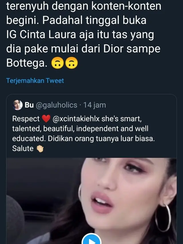Dikritik Selebtwit Soal Tas Branded, Cinta Laura Jawab Santai Tapi Menohok