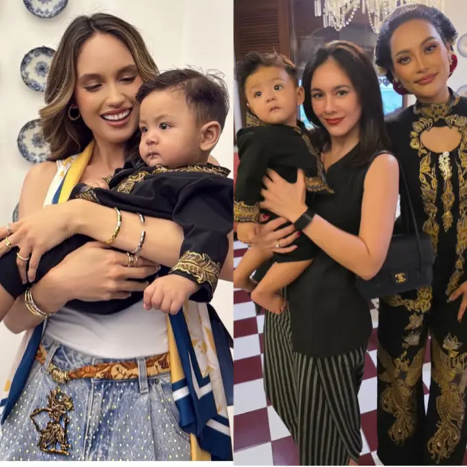 Cinta Laura dan Wulan Guritno saat Hadir Tedak Siten Putra Erika Carlina