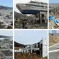 Foto kombinasi kondisi porak-poranda wilayah pesisir Jepang setelah dihantam tsunami pada 11 Maret 2011 (atas) dan kondisi lokasi yang sama 10 tahun kemudian (bawah). Tepat hari ini 10 tahun lalu, gelombang tsunami akibat gempa berkekuatan magnitudo 9,0 menyapu wilayah pesisir Jepang. (AFP Photo)