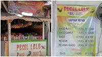 Spanduk Pecel Lele Enggak Sesuai yang Dijual. (Sumber: Instagram/wkwkland_real dan 1cak.com)