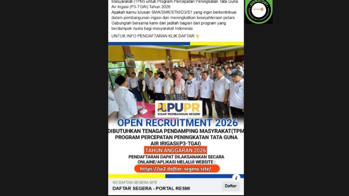 Cek Fakta: Tidak Benar Link Pendaftaran Tenaga Pendamping Masyarakat P3-TGAI 2026