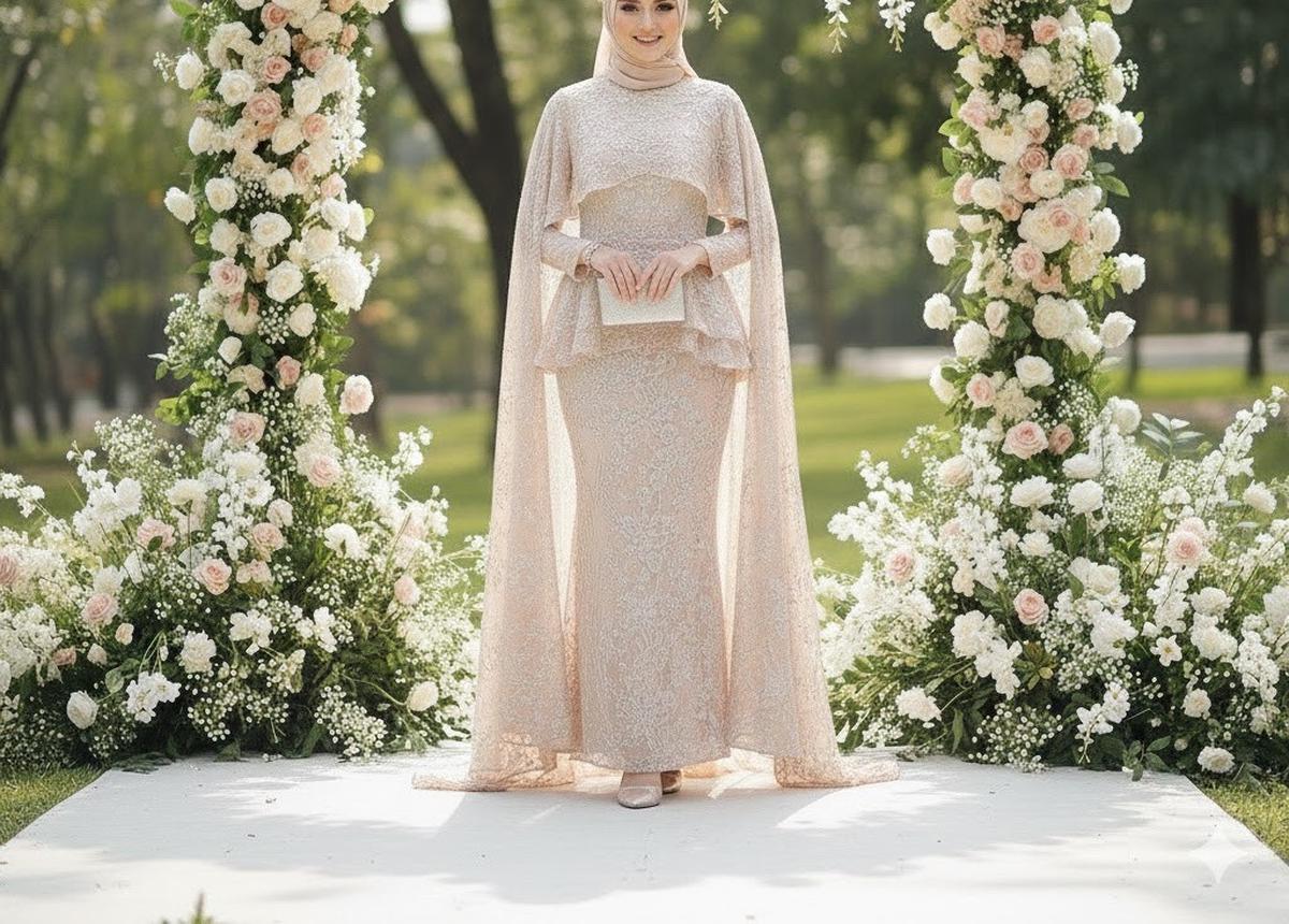 Ilustrasi Model Gamis Brokat Soft Color