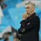 'Kami bermain melawan tim yang memang pantas meraih kemenangan malam ini. Mereka bermain dengan intensitas dan kualitas yang nyata di babak pertama,'' kata Ancelotti usai laga, dikutip dari laman resmi Real Madrid. (AP Photo/Jon Super)