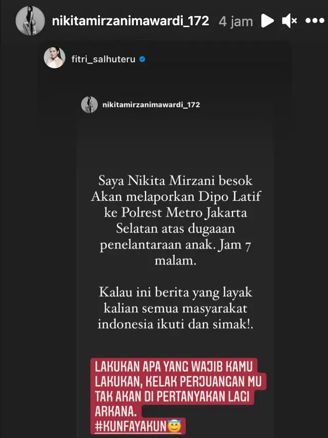 Unggahan Nikita Mirzani. (Foto: Instagram @nikitamirzanimawardi_172)