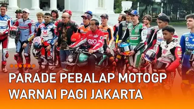 Antusiasme menyambut kembalinya MotoGP ke RI tak hanya di Mandalika. Istana dan warga Jakarta menyambut ajang balap bergengsi itu lewat pawai. Pebalap populer seperti Marc Marquez dan Enea Bastianini pawai di jalanan ibukota.