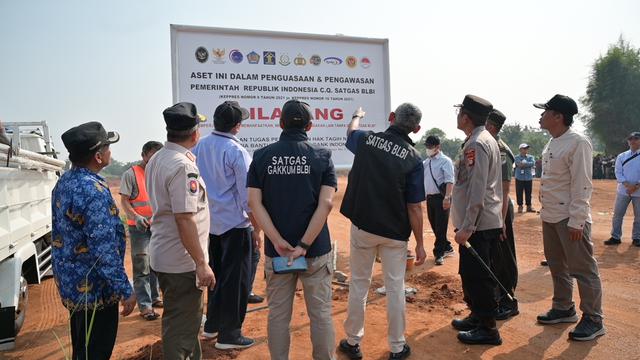 Satgas BLBI melakukan kegiatan penguasaan fisik berupa pemasangan plang atas aset properti eks BPPN/eks BLBI, berupa tanah dengan luas keseluruhan 538.000 m2, atau 53,8 ha milik PT Tjitajam.