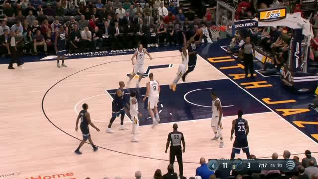 Minnesota Timberwolves mengalahkan Utah Jazz dengan skor 109-98 dalam lanjutan pertandingan NBA 2017-2018.