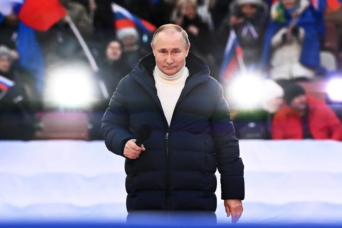 Ekspresi Vladimir Putin saat Perayaan 8 Tahun Rusia Merebut Krimea