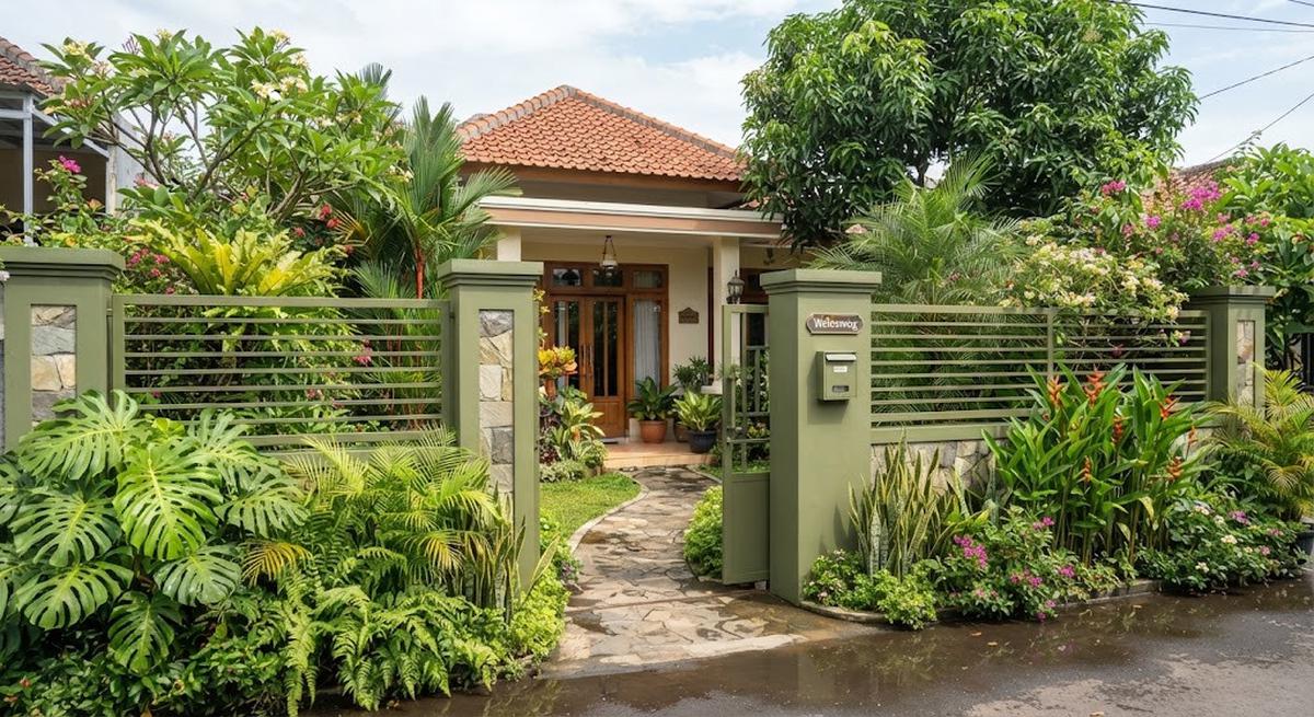 Warna cat pagar yang bikin rumah terasa sejuk dan bisa redam amarah ketika pulang model hijau zaitun