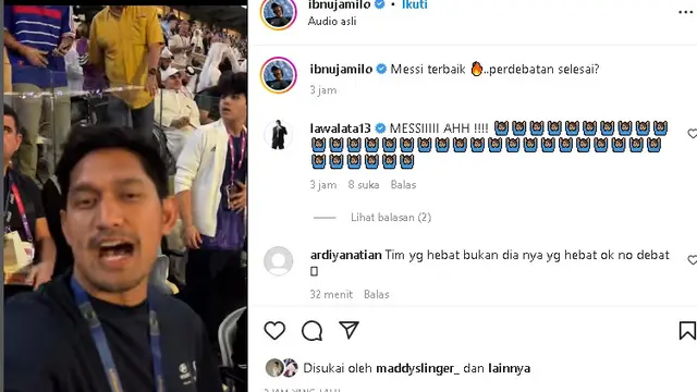 Artis Indonesia nonton Piala Dunia 2022 (Foto Instagram ibnujamilo)