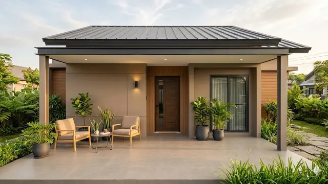 Warna Cat Teras Rumah Minimalis Modern Anti Noda Hujan