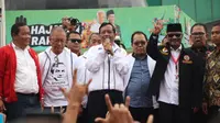 Mahfud Md saat kampanye akbar di Lapangan Astaka, Pancing, Deli Serdang, Sumut, Minggu (28/1/2024) (Cristison Sondang Pane)
