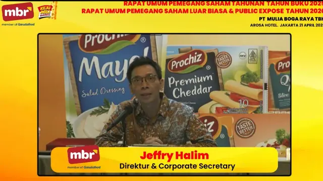 Direktur dan Corporate Secretary PT Mulia Boga Raya Tbk (KEJU), Jeffry Halim saat paparan publik, Selasa, (21/4/2026). (Foto: Liputan6.com/Tira Santia)