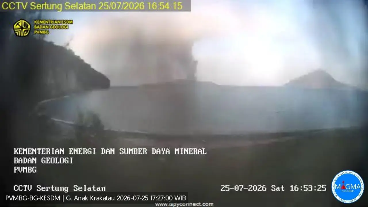 Kondisi terkini Gunung Anak Krakatau (GAK) di Perairan Selat Sunda, Kabupaten Lampung Selatan. (Liputan6.com/Istimewa).