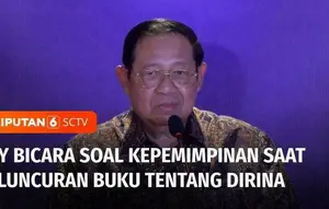 Presiden ke-6 RI Susilo Bambang Yudhoyono bicara soal kepemimpinan saat peluncuran buku tentang dirinya yang berjudul Standing Firm for Indonesia's Democracy an Oral History of President Susilo Bambang Yudhoyono.