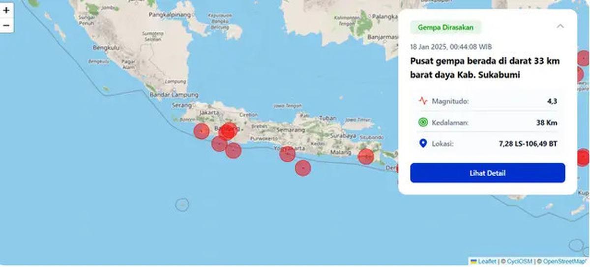 Gempa Bumi Guncang Laut Sukabumi pada 18 Januari 2025, Ini Faktanya